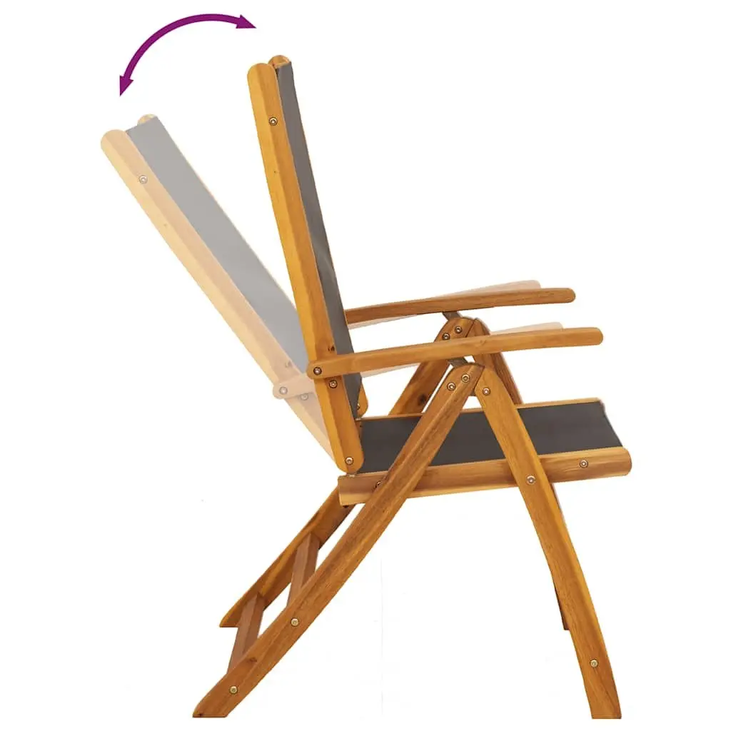 Folding Garden Chairs 2pc Set Acacia Wood Textilene Outdoor Seating Patio Black