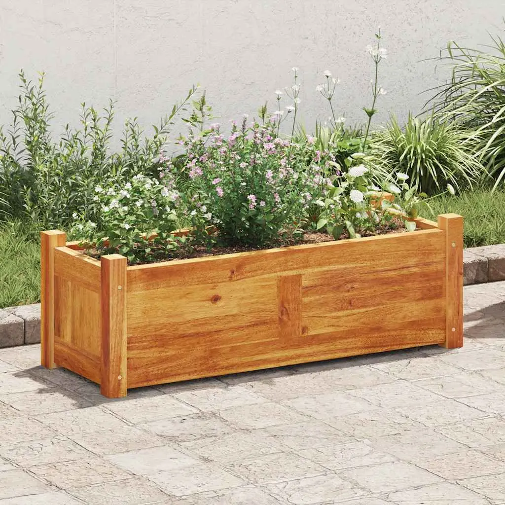 Wooden Raised Bed Planter Box for Outdoor Vegetables Herbs Flowers 76 x 27.6 x 25 cm