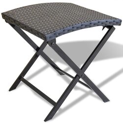 Folding Stool Outdoor Indoor Lightweight Portable Rattan Seat Footrest Black