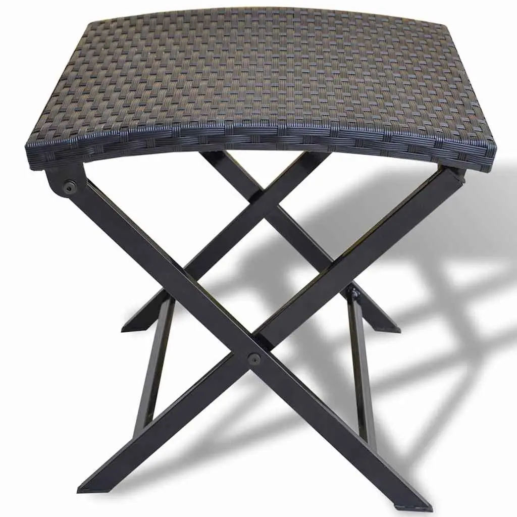 Folding Stool Lightweight Portable Black Rattan Seat Indoor Outdoor Use