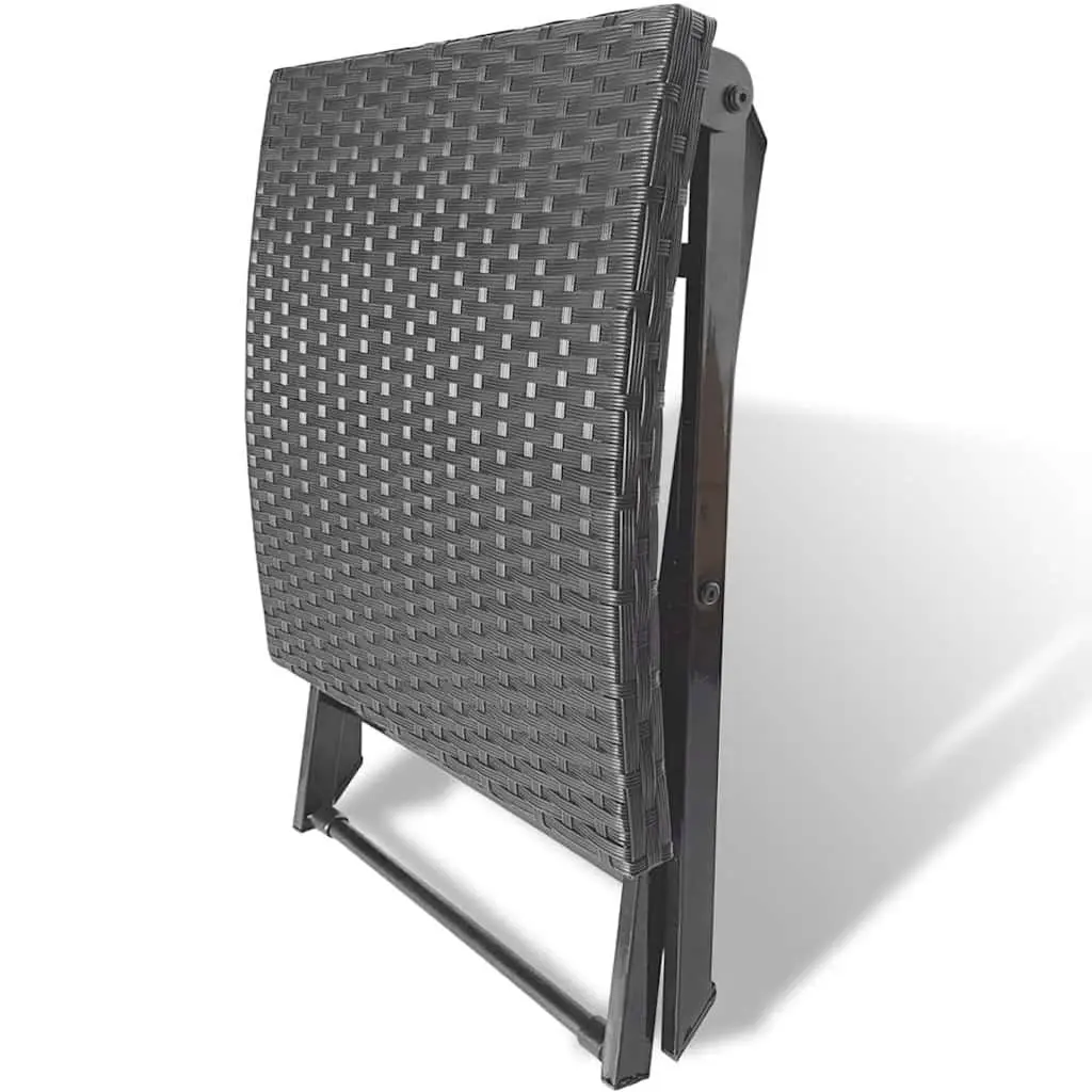Folding Stool Lightweight Portable Black Rattan Seat Indoor Outdoor Use