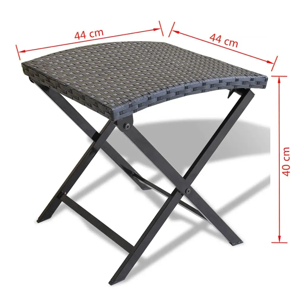 Folding Stool Lightweight Portable Black Rattan Seat Indoor Outdoor Use
