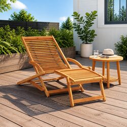 Specifications of Wooden Sun Lounger with Footrest