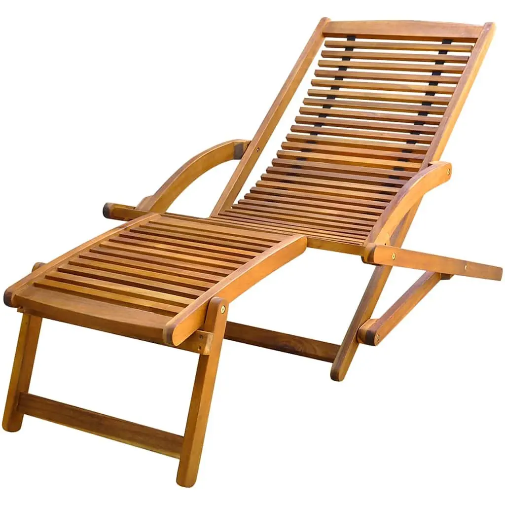 Sun Lounger Deck Chair for Patio Garden Brown Foldable