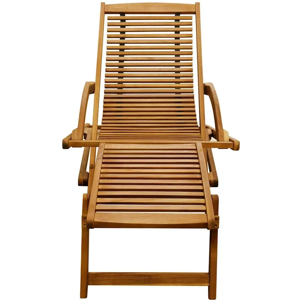 Sun Lounger Deck Chair for Patio Garden Brown Foldable