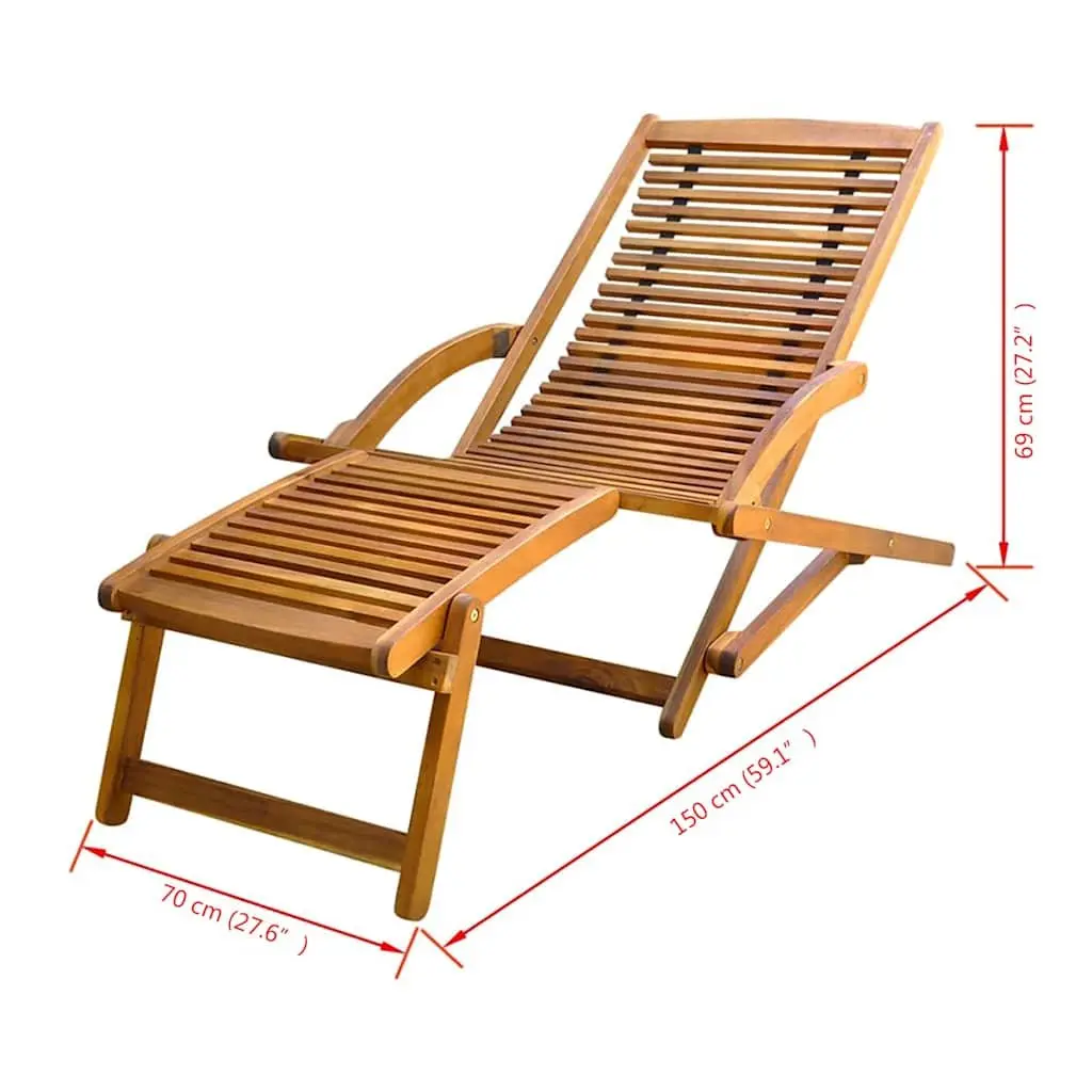 Sun Lounger Deck Chair for Patio Garden Brown Foldable