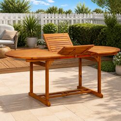 Outdoor Dining Table 150-200x100x75cm Extendable Garden Patio Furniture Brown