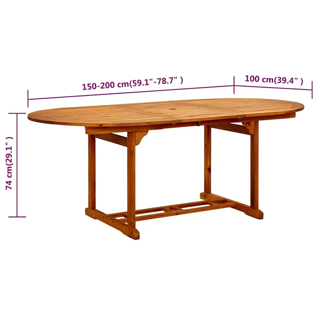 Outdoor Dining Table for Garden Patio 150-200x100x75cm Foldable Brown