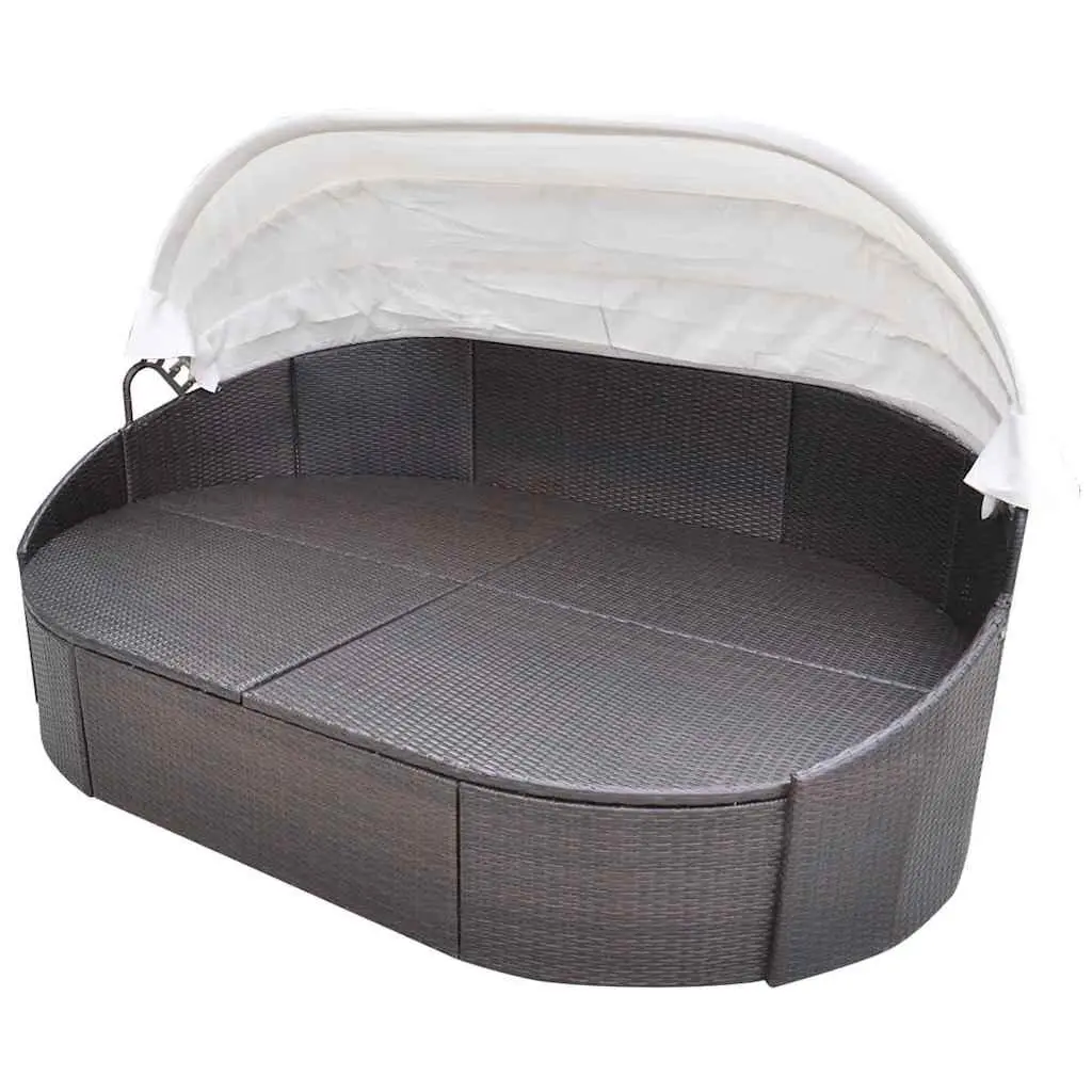 Outdoor Lounge Bed with Protective Canopy