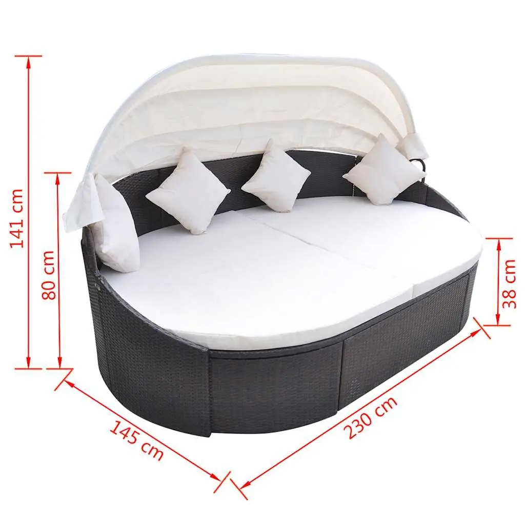 Outdoor Lounge Bed with Protective Canopy