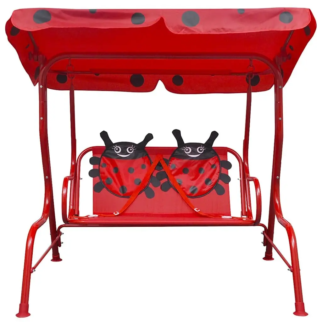 Kids Swing Seat for Garden Patio Red with Sunshade Canopy