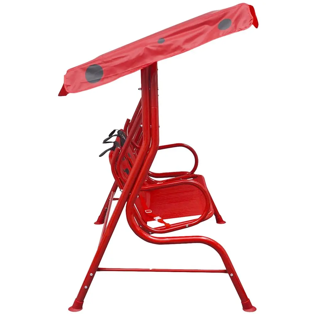 Kids Swing Seat for Garden Patio Red with Sunshade Canopy
