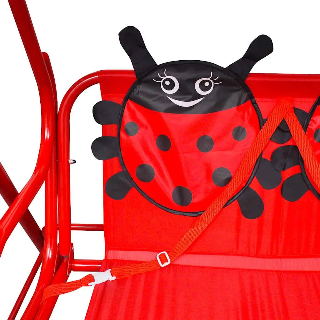 Kids Swing Seat for Garden Patio Red with Sunshade Canopy