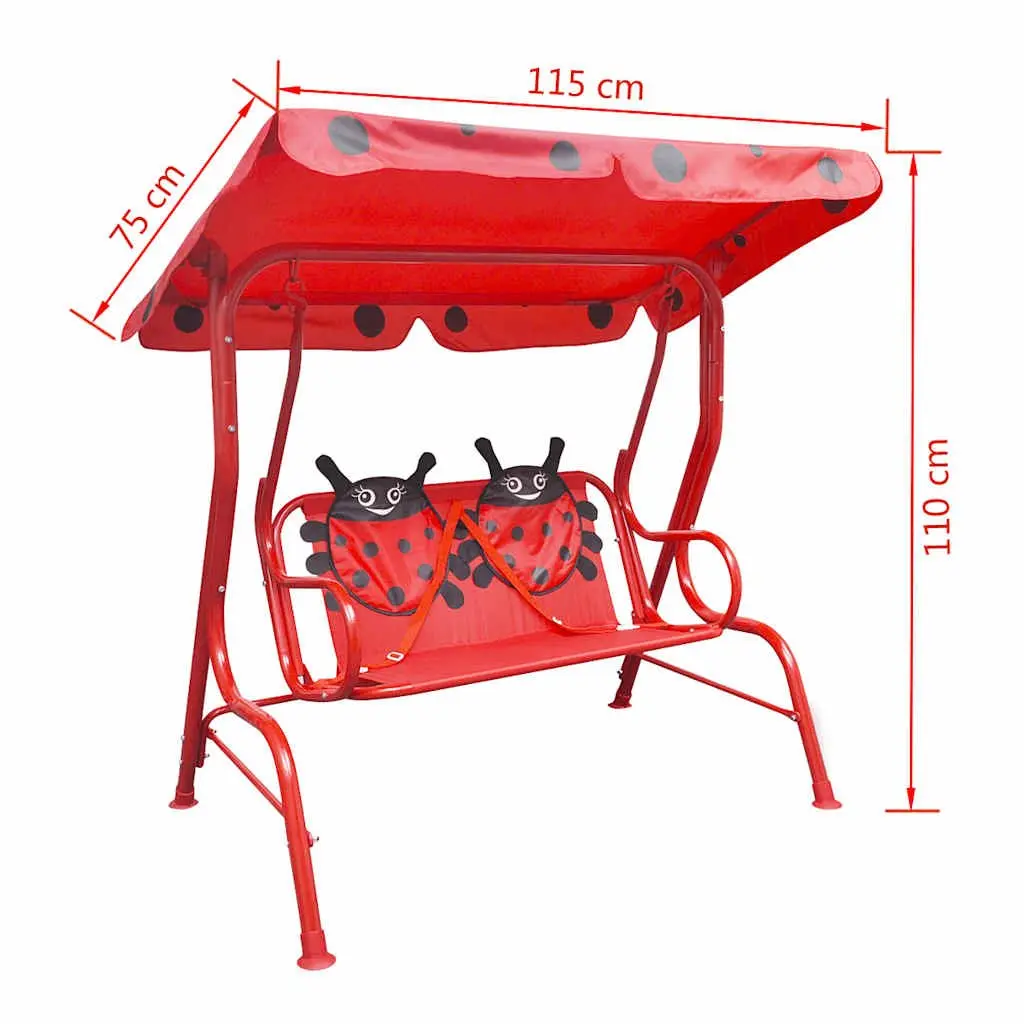 Kids Swing Seat for Garden Patio Red with Sunshade Canopy