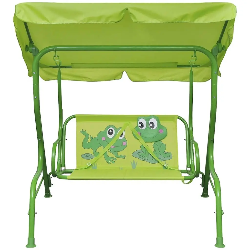 Kids Swing Seat Garden Patio Outdoor Chair Green Sunshade Canopy Play Equipment