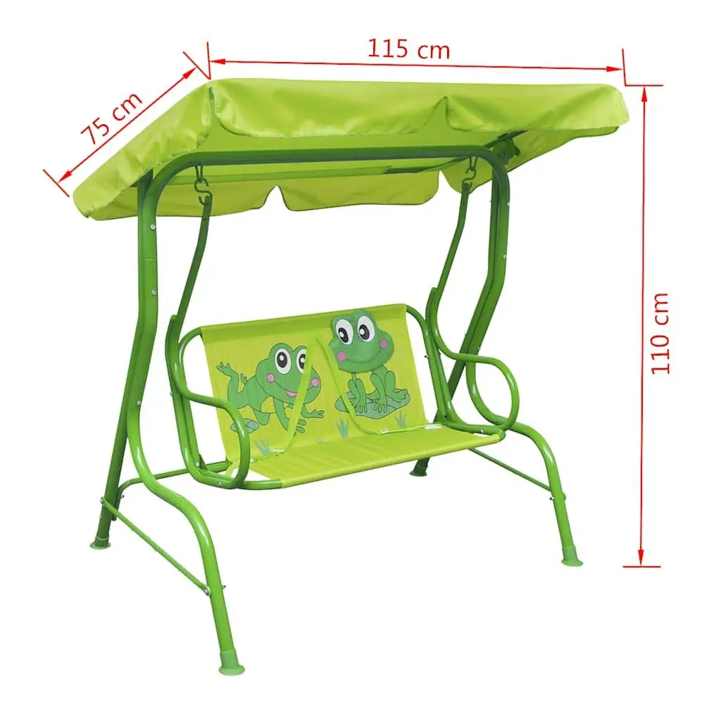 Kids Swing Seat Garden Patio Outdoor Chair Green Sunshade Canopy Play Equipment