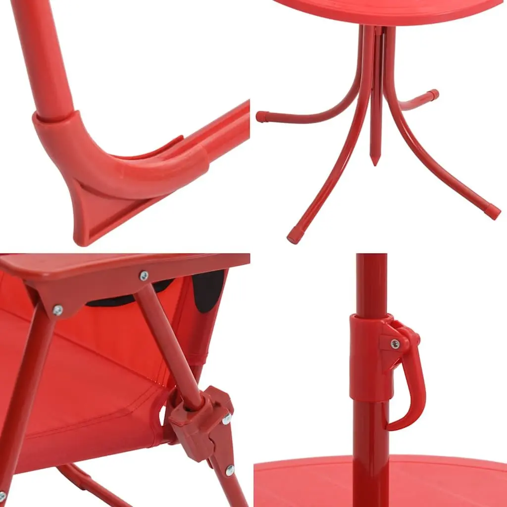 Kids Garden Bistro Set 3 Piece Outdoor Furniture Table Chairs Parasol Red
