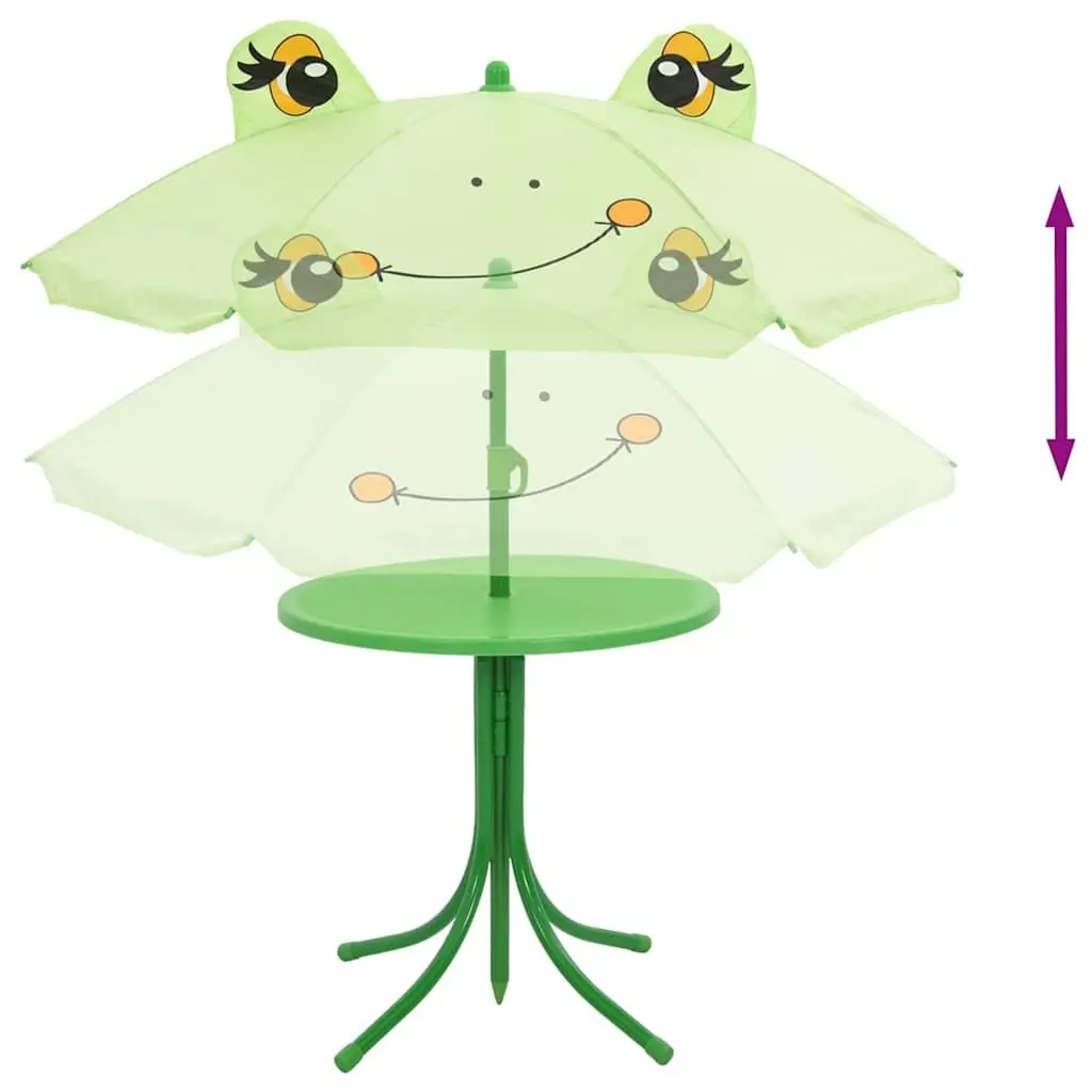 Kids Garden Bistro Set 3 Piece Outdoor Furniture Table Chairs Parasol Green