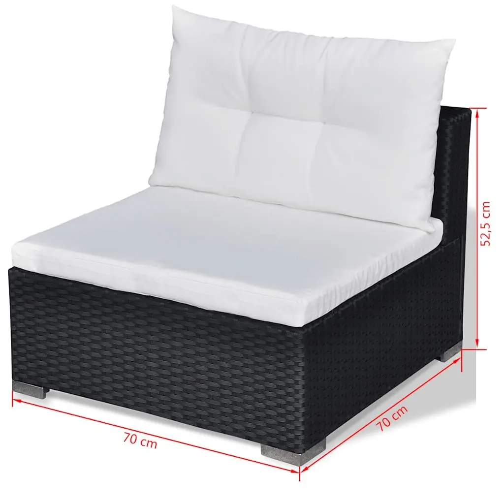 5 Piece Garden Lounge Set Outdoor Patio Rattan Sofa with Cushions Black