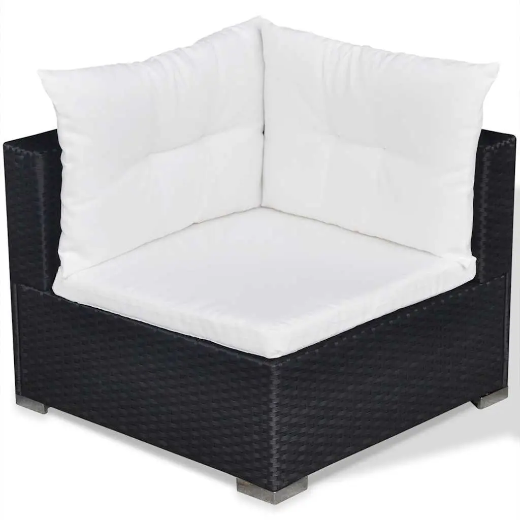 5 Piece Garden Lounge Set Outdoor Patio Rattan Sofa with Cushions Black