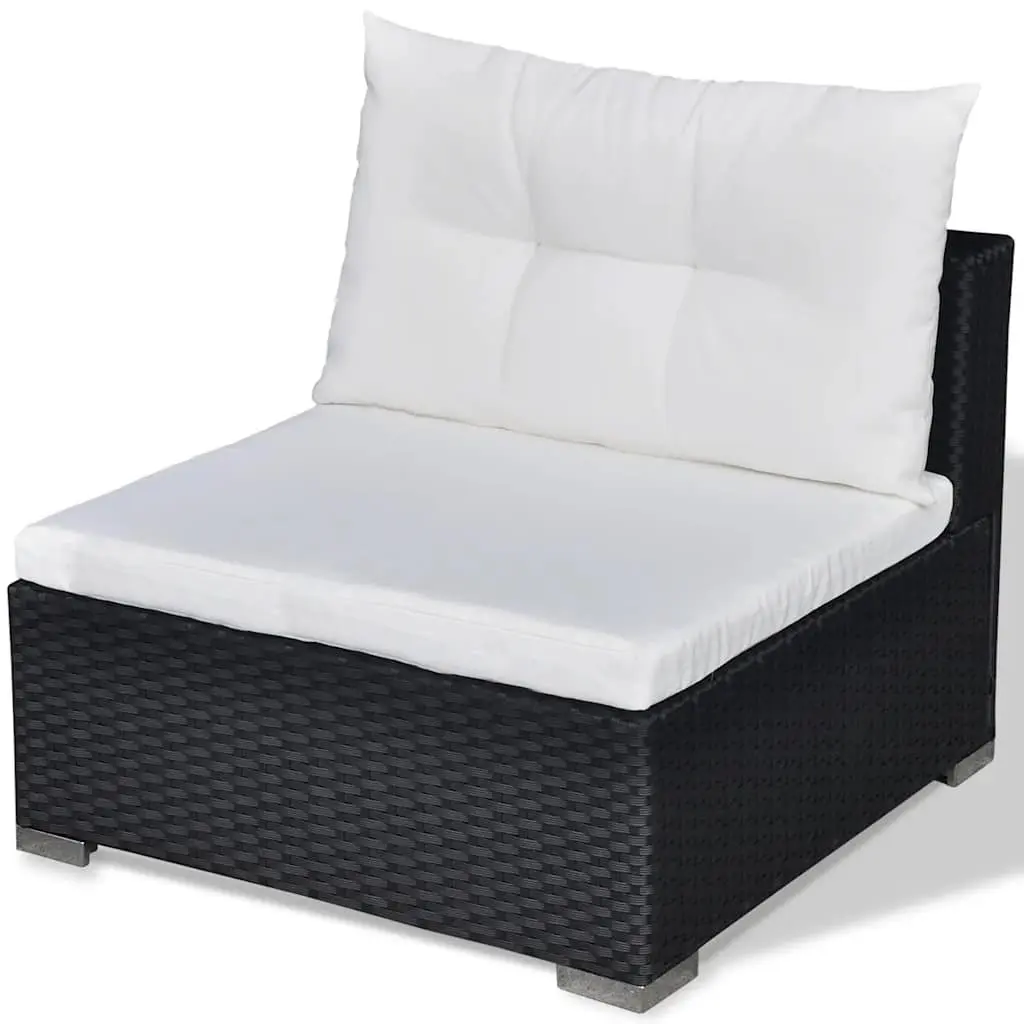 Garden Lounge Set 6 Piece Outdoor Patio Furniture Black Poly Rattan Sofa