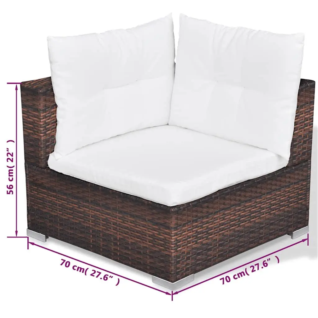 10 Piece Outdoor Garden Lounge Set with Cushions Brown Poly Rattan Furniture