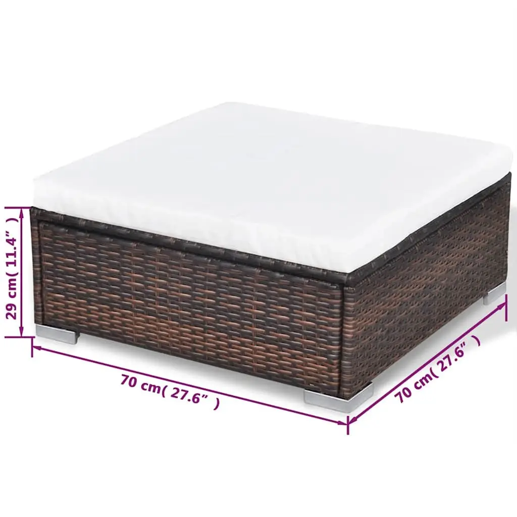 10 Piece Outdoor Garden Lounge Set with Cushions Brown Poly Rattan Furniture