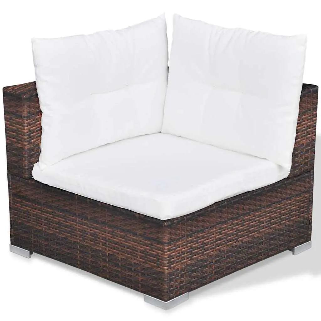 10 Piece Outdoor Garden Lounge Set with Cushions Brown Poly Rattan Furniture