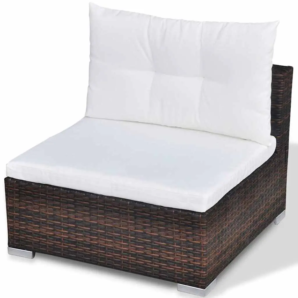 10 Piece Outdoor Garden Lounge Set with Cushions Brown Poly Rattan Furniture