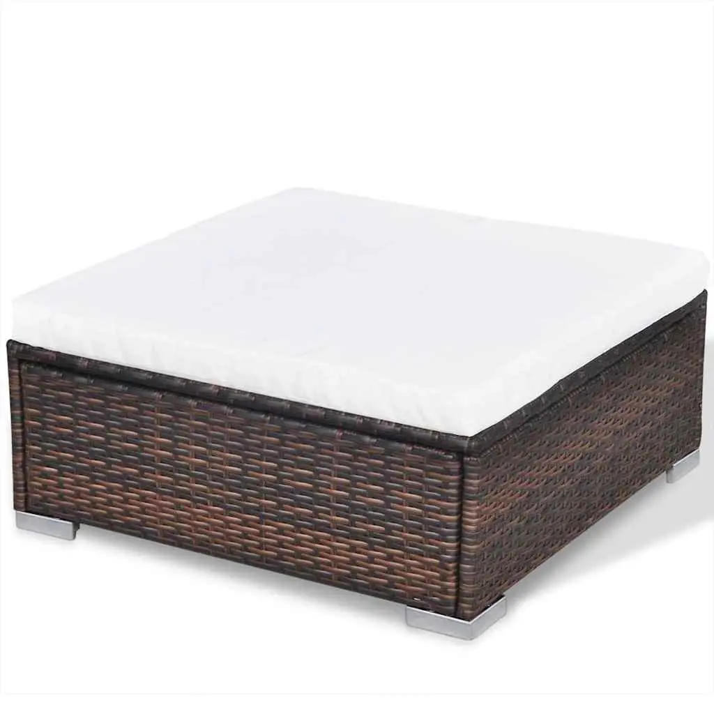 10 Piece Outdoor Garden Lounge Set with Cushions Brown Poly Rattan Furniture