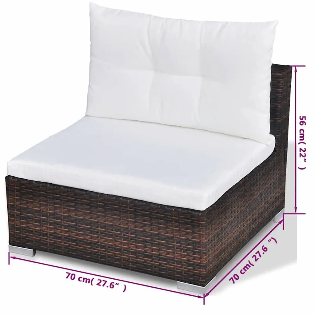 10 Piece Outdoor Garden Lounge Set with Cushions Brown Poly Rattan Furniture