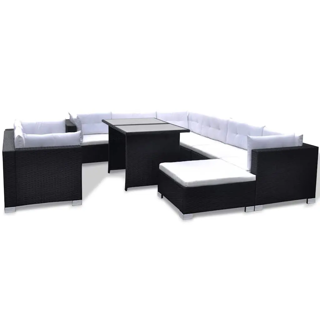 Garden Lounge Set 10 Piece Outdoor Furniture Poly Rattan Patio Sofa Dining Black