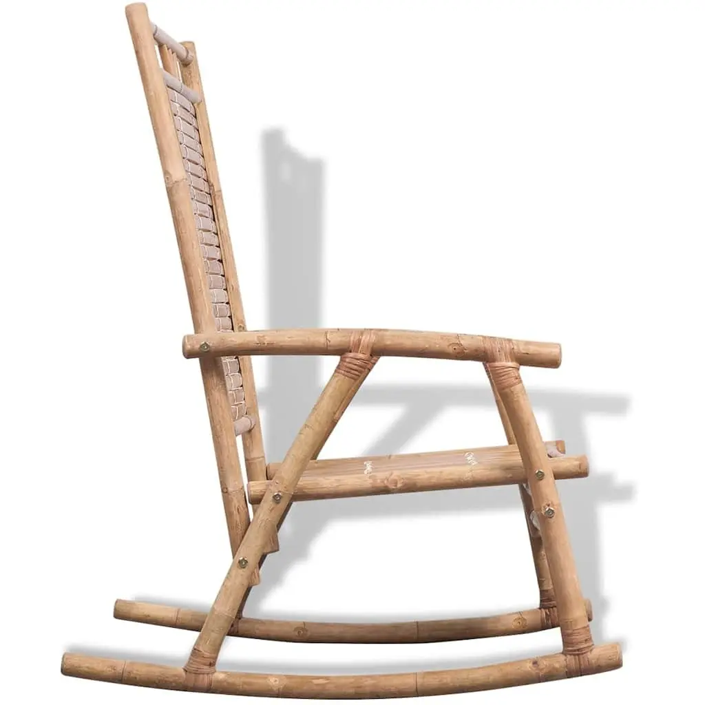 Rocking Chair Brown Bamboo Garden Patio Relaxation Furniture Indoor Outdoor