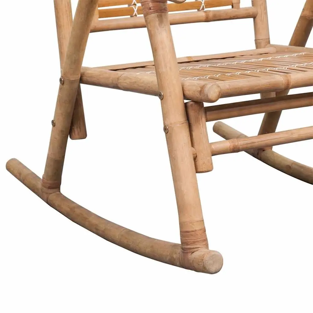 Rocking Chair Brown Bamboo Garden Patio Relaxation Furniture Indoor Outdoor