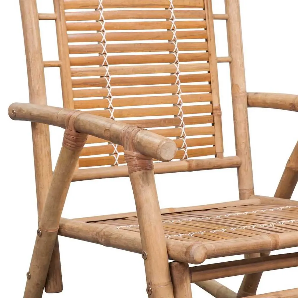 Rocking Chair Brown Bamboo Garden Patio Relaxation Furniture Indoor Outdoor