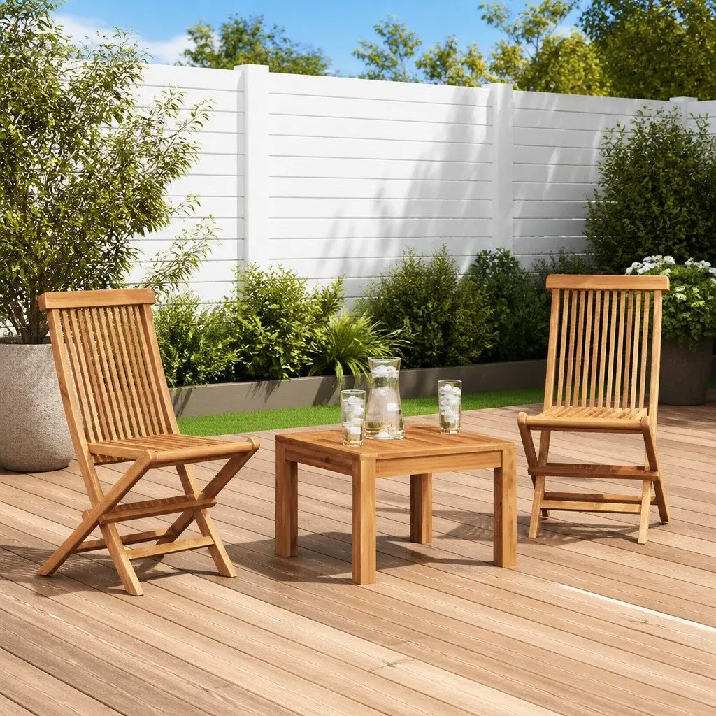 Folding Garden Chairs Outdoor Use Teak Wood Lightweight Portable 2 Piece