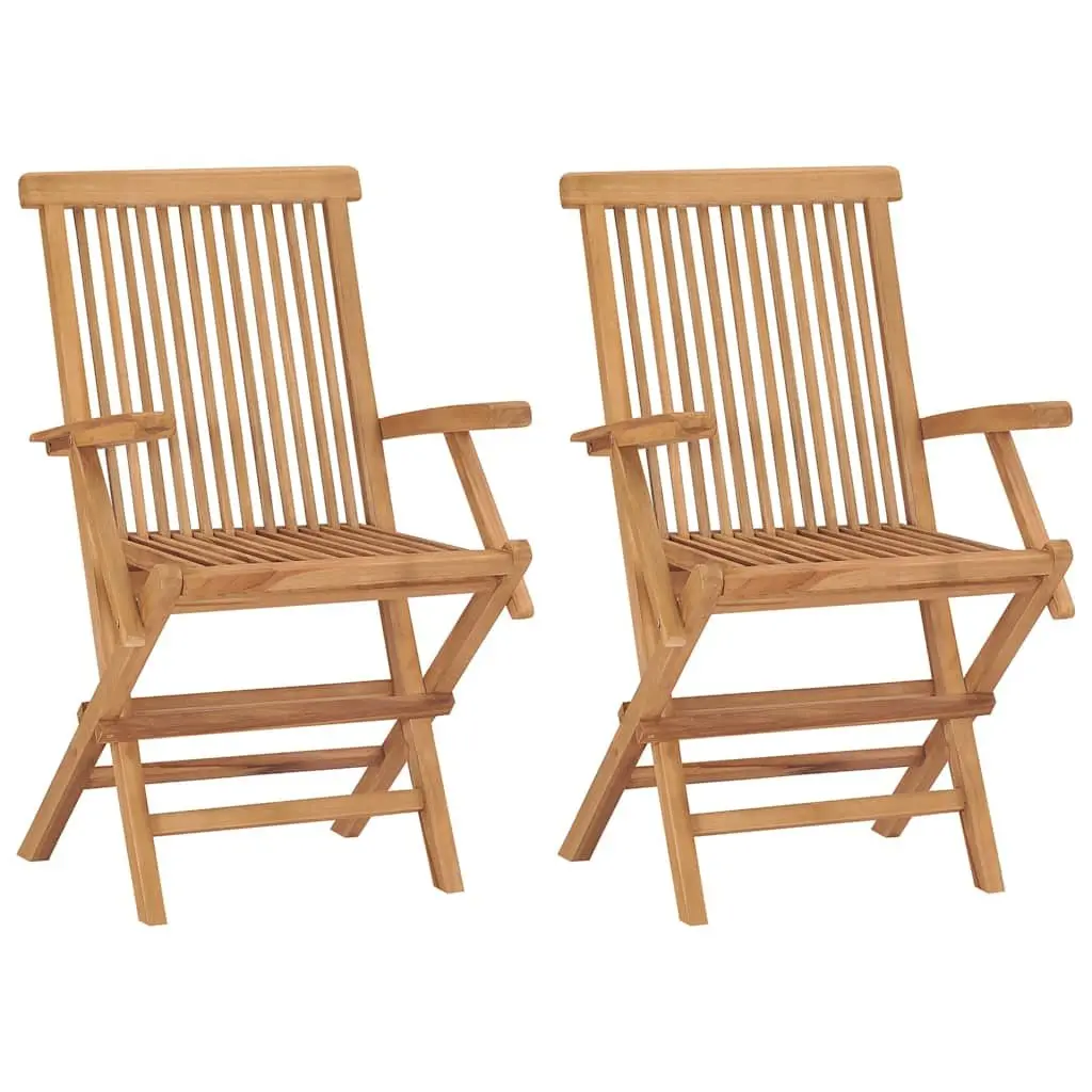 Folding Garden Chairs Set 2 pcs Outdoor Teak Wood Patio Seating Lightweight