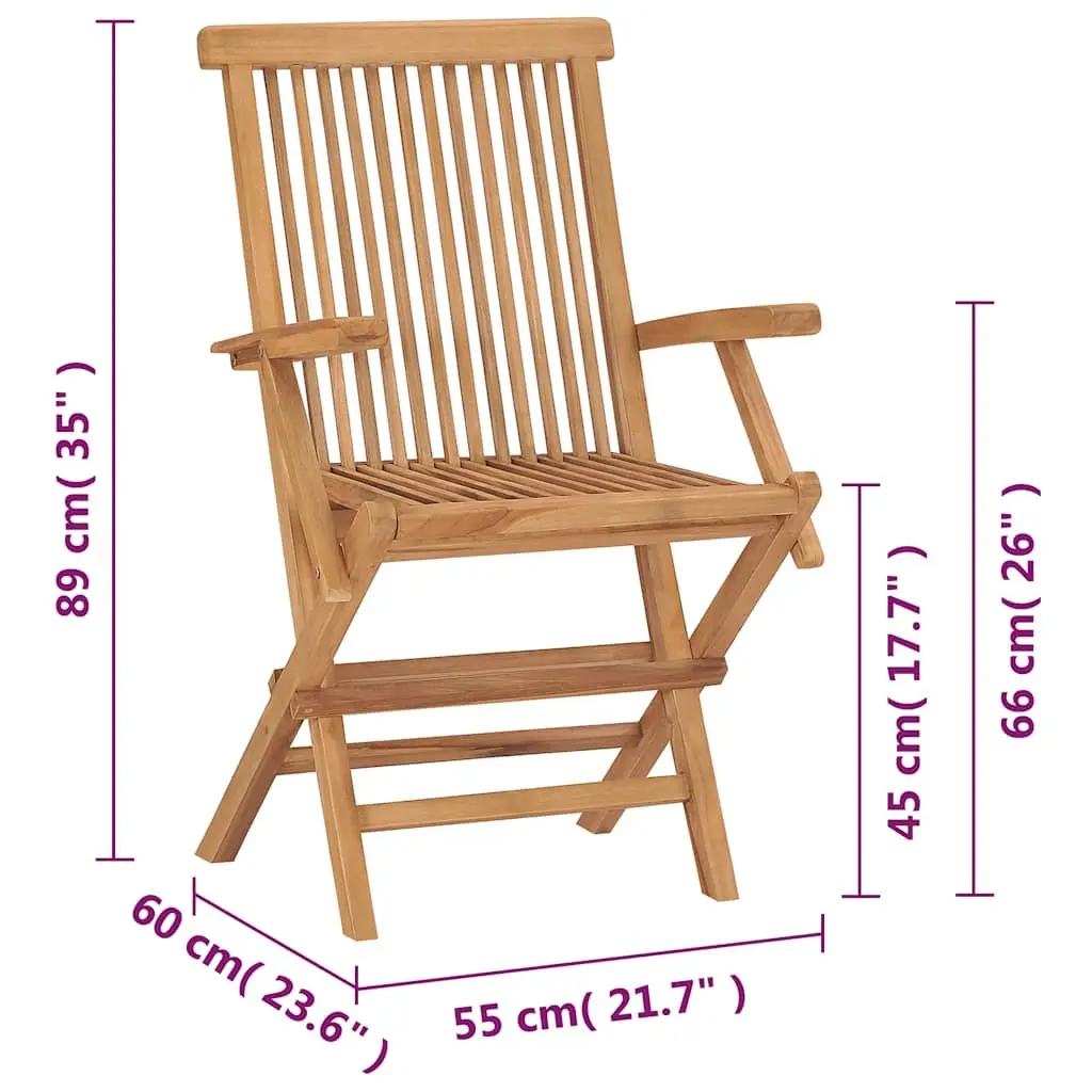 Folding Garden Chairs Set 2 pcs Outdoor Teak Wood Patio Seating Lightweight