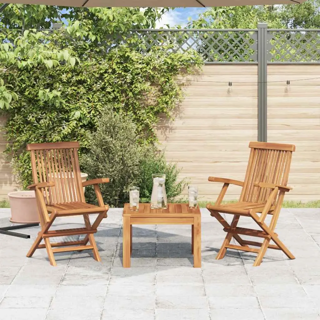 Folding Garden Chairs Set 2 pcs Outdoor Teak Wood Patio Seating Lightweight