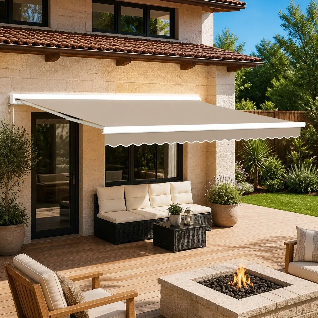 Awning Replacement Fabric Beige 4 x 3 m Outdoor Window Door Sun Shade Polyester