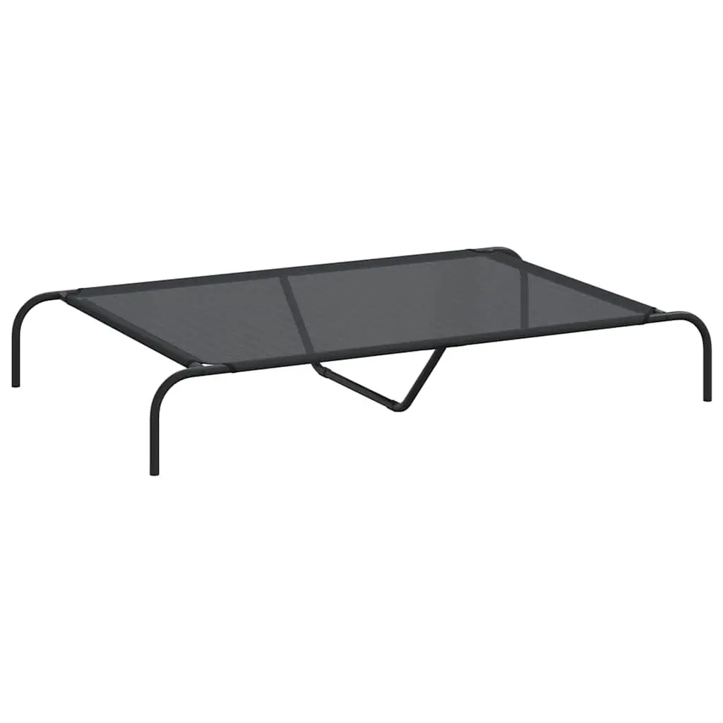 Elevated Dog Bed Black Textilene Mesh Steel Frame Portable Outdoor Indoor Pet