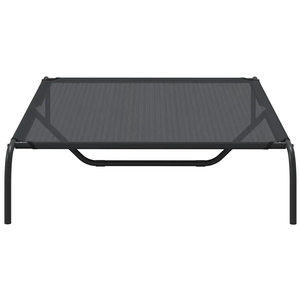 Elevated Dog Bed Black Textilene Mesh Steel Frame Portable Outdoor Indoor Pet