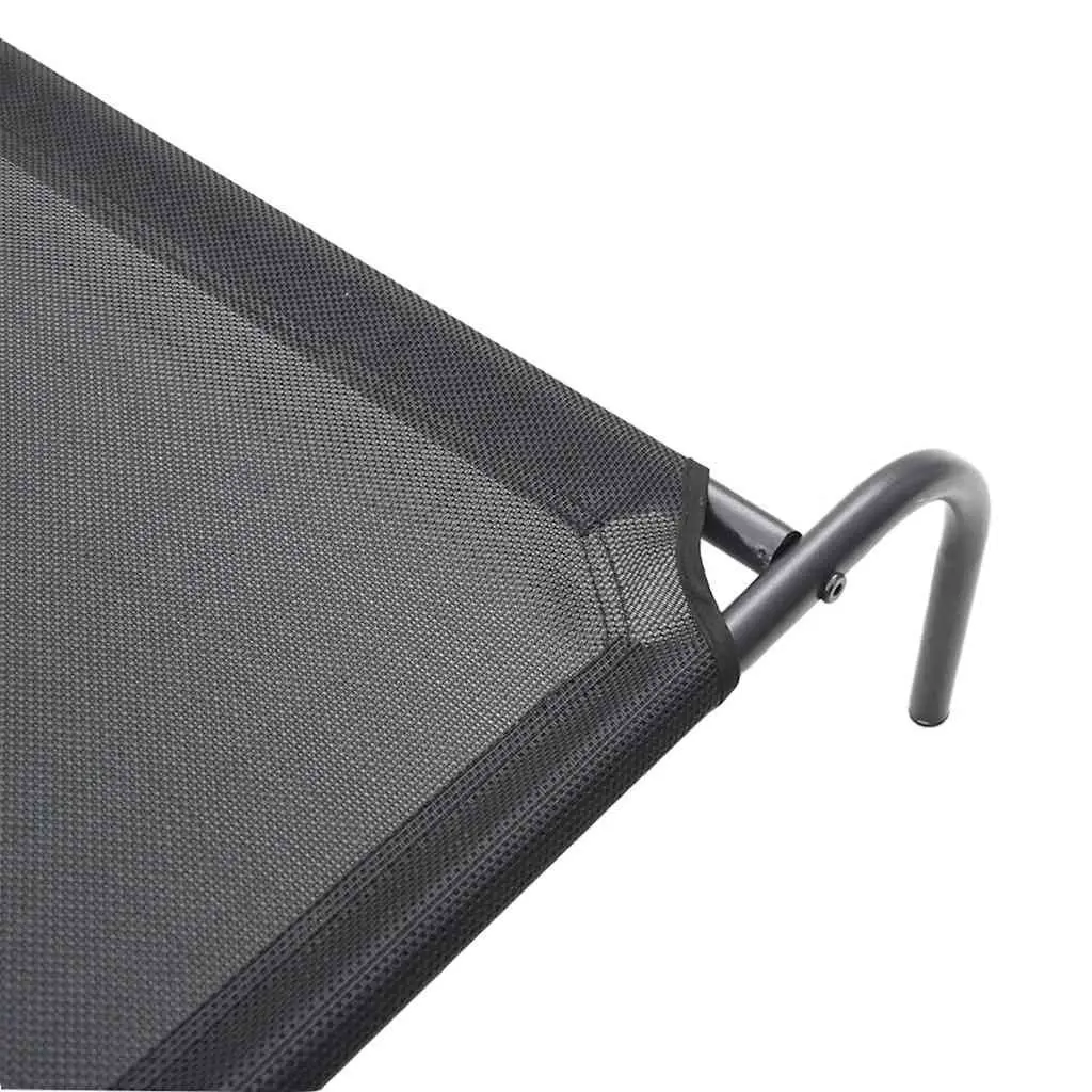 Elevated Dog Bed Black Textilene Mesh Steel Frame Portable Outdoor Indoor Pet
