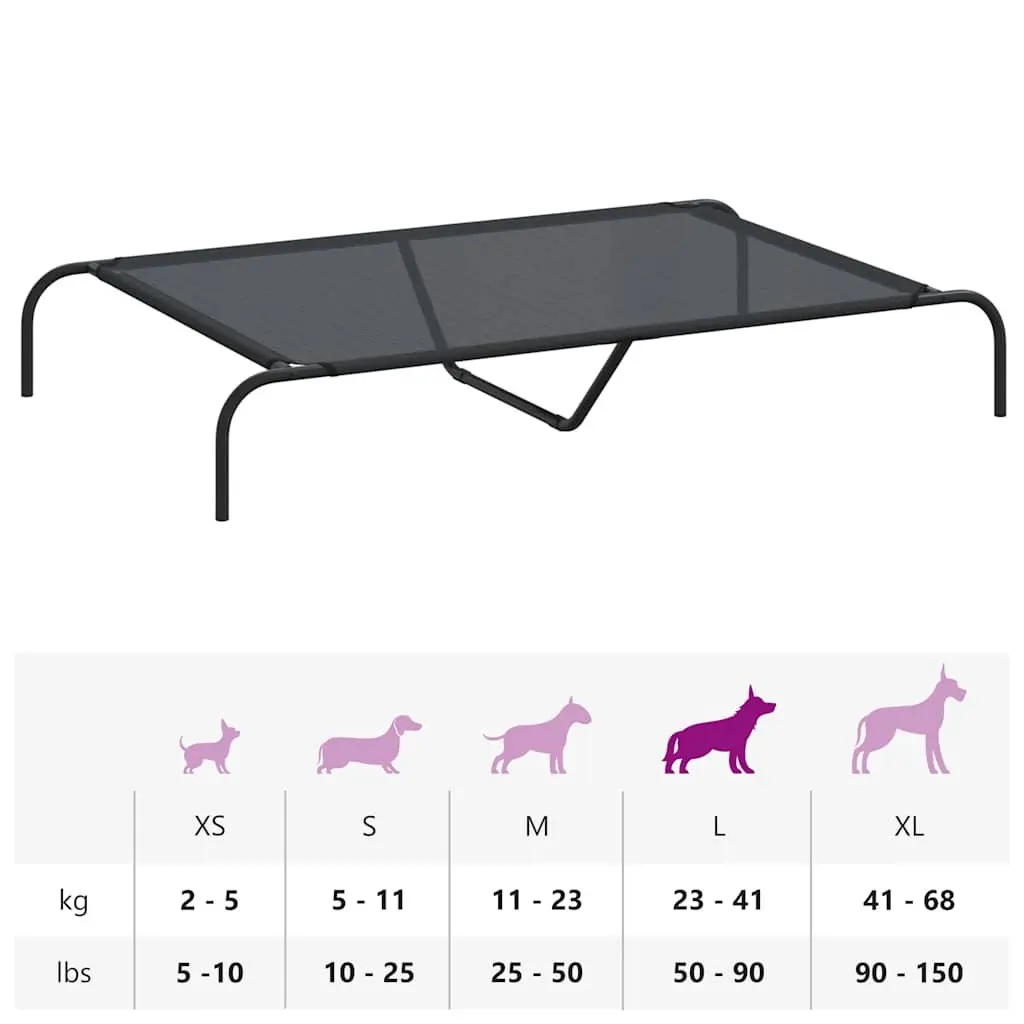 Elevated Dog Bed Black Textilene Mesh Steel Frame Portable Outdoor Indoor Pet