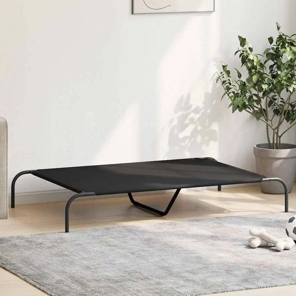 Elevated Dog Bed 130x80x20cm Black Oxford Fabric Steel Frame Outdoor Indoor Pet