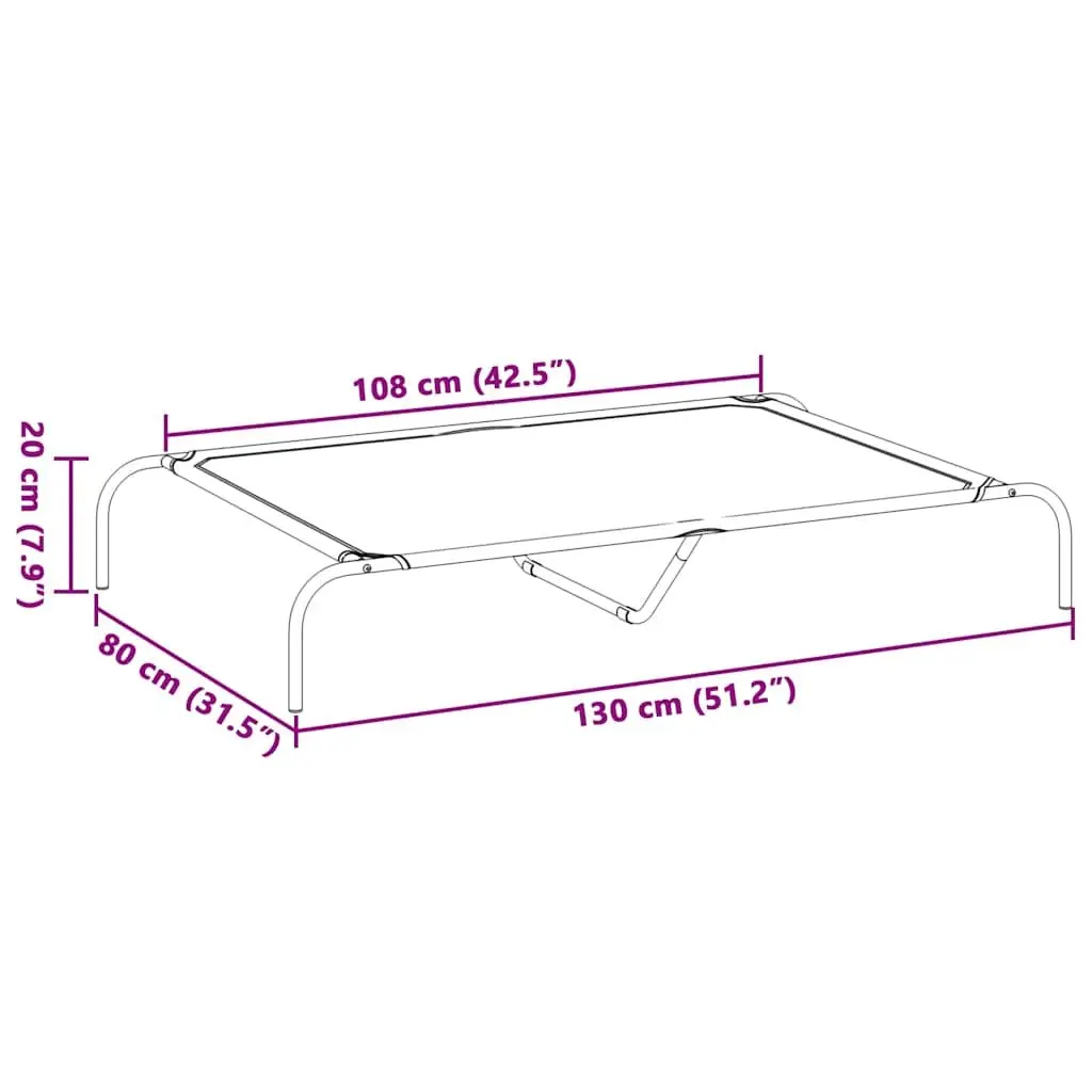 Elevated Dog Bed 130x80x20cm Black Oxford Fabric Steel Frame Outdoor Indoor Pet