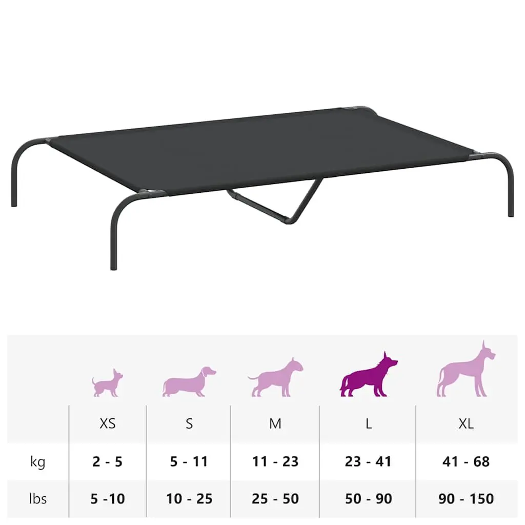Elevated Dog Bed 130x80x20cm Black Oxford Fabric Steel Frame Outdoor Indoor Pet
