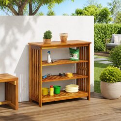 90x40x90cm Solid Acacia Garden Cabinet for Tools