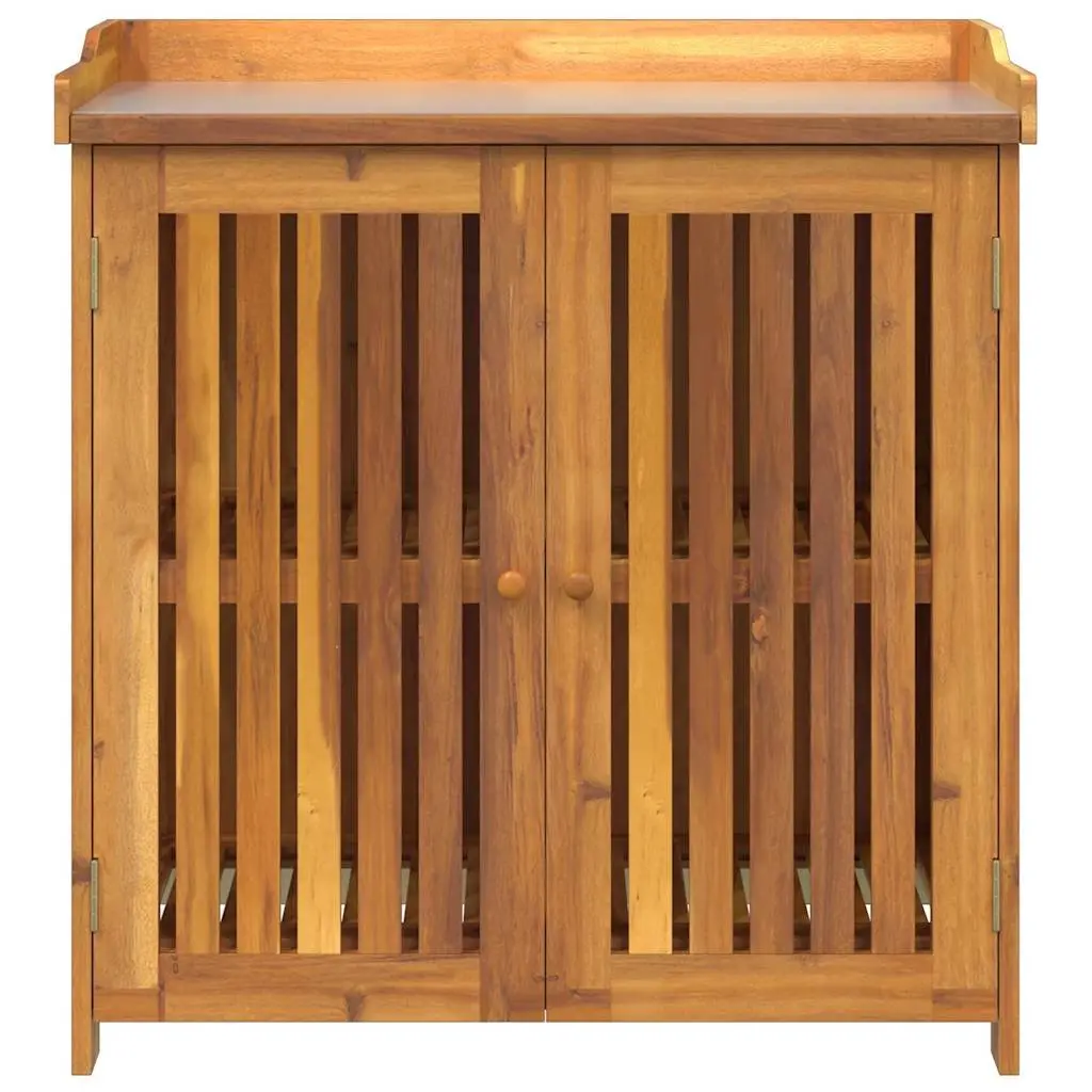 Garden Storage Cabinet Outdoor Furniture Solid Acacia Wood Adjustable Shelves 93 x 41.5 x 98 cm