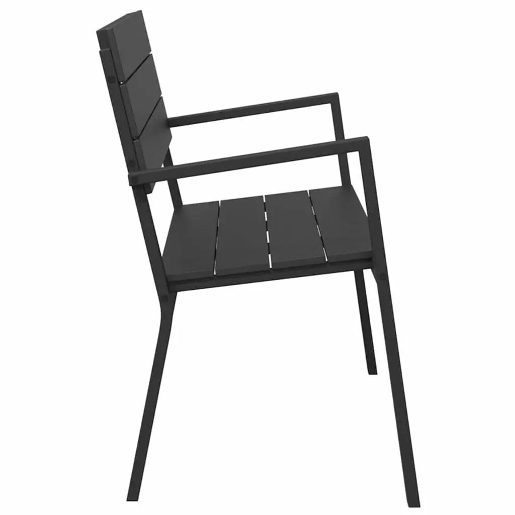 Outdoor Garden Bench Black Steel Seating Modern Contemporary 118 x 54 x 77cm